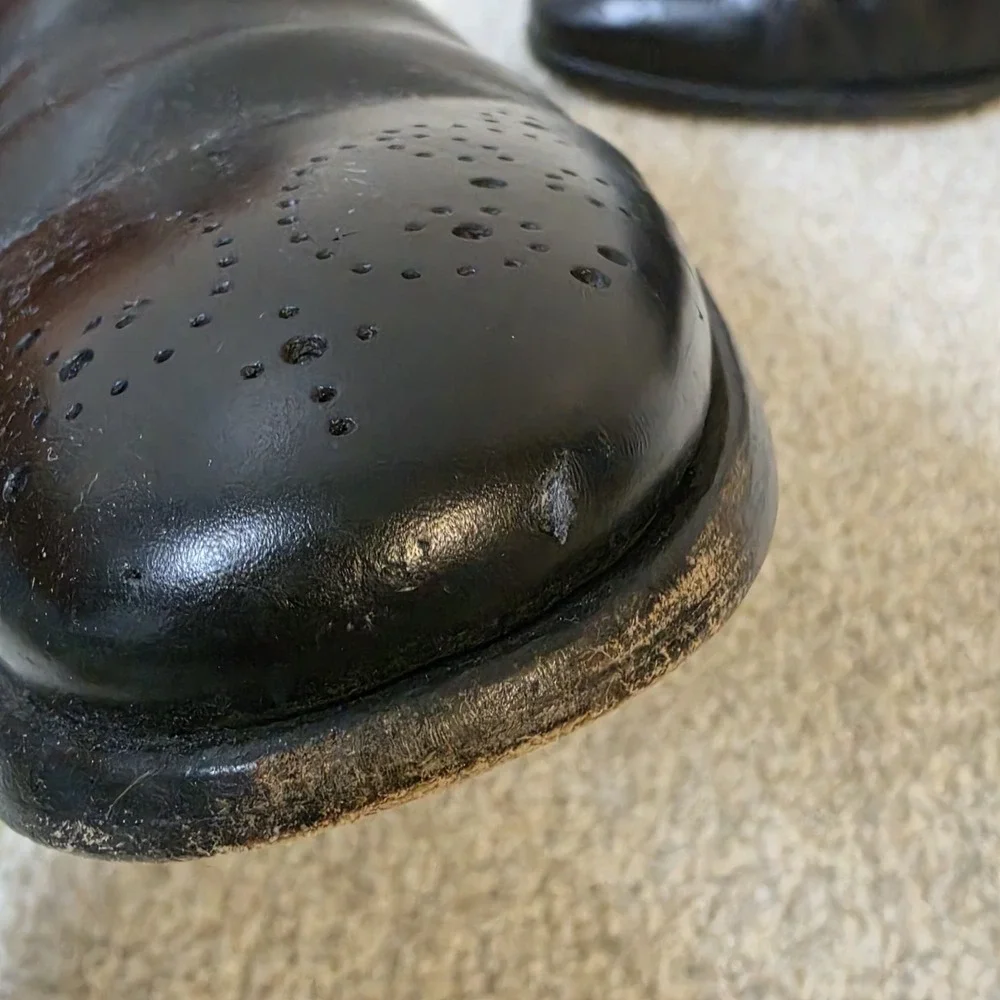 Ermenegildo Zegna Black Leather Oxford Dress Shoes Cap Toe 8.5 US‎ 7.5 EU Italy